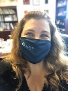 photograph of Denise Capaci wearing ASWB branded facemask