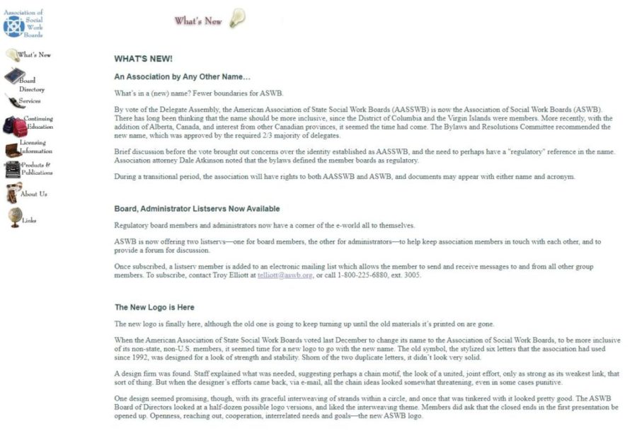 screenshot of an early website news page