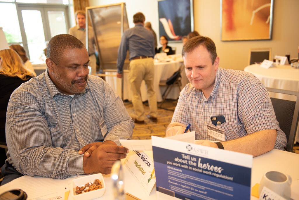 Photograph of Billy Dilworth and Spencer Blalock attending an ASWB training in 2018