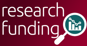 red box that says "research funding" and features a magnifying glass showing a bar and line graph
