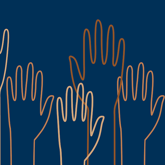 Illustration of raised hands